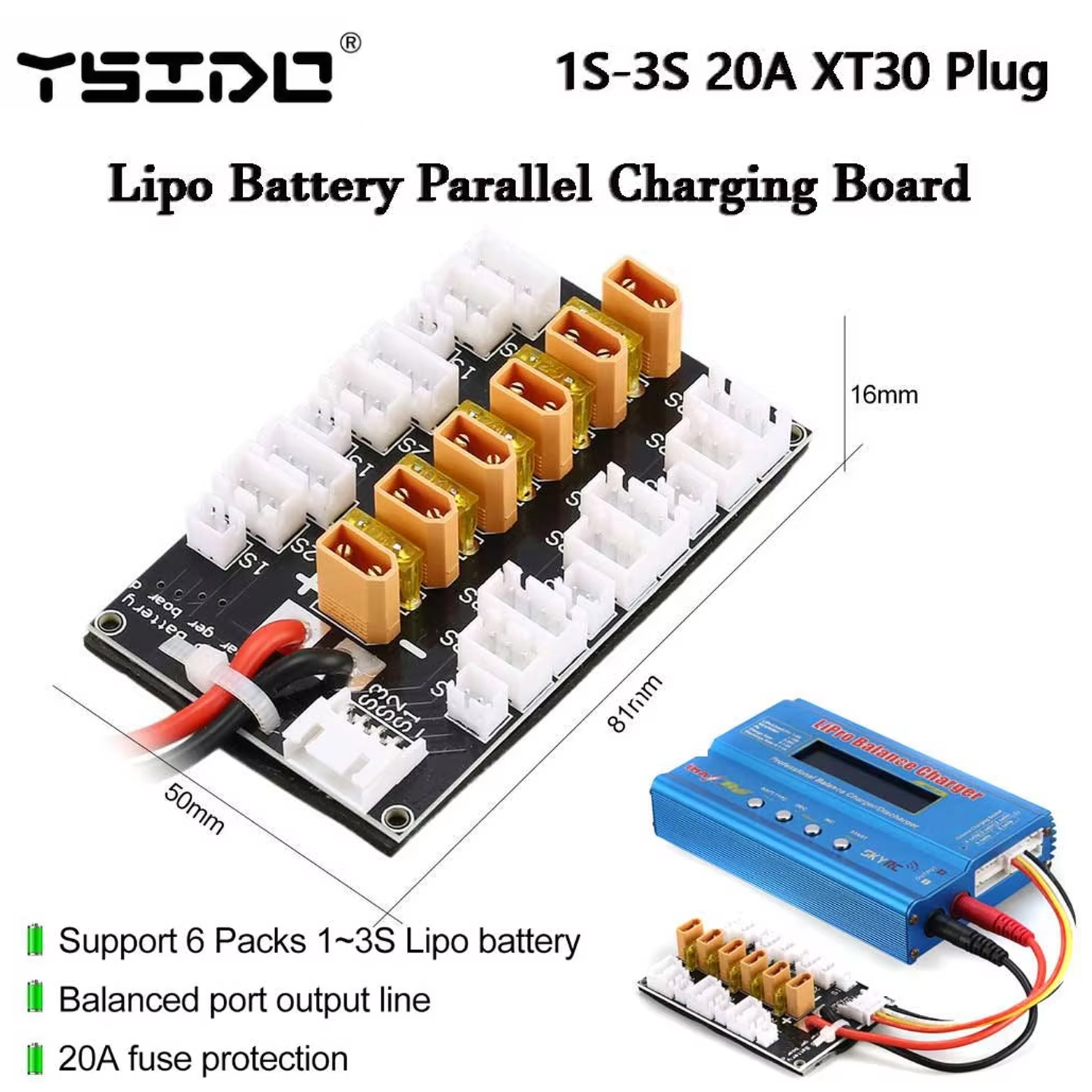 YSIDO Lipo Battery Parallel Ch - огляд і ціна Drone Battery Parallel Board