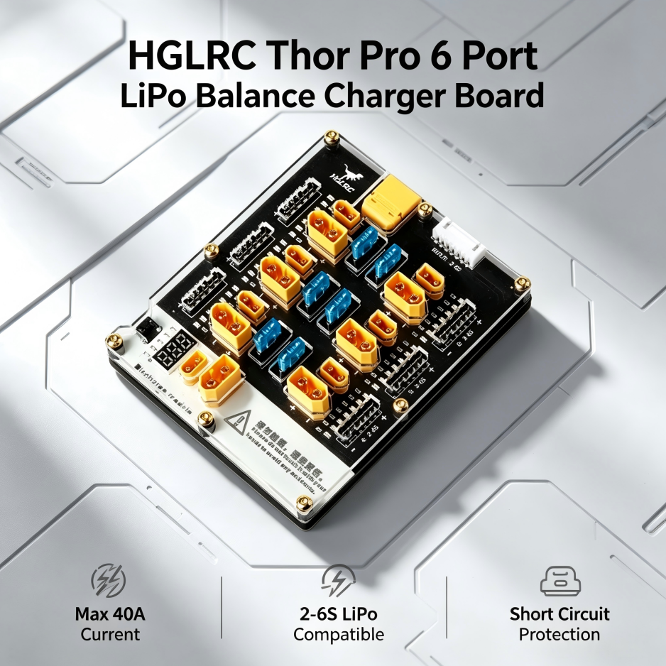 HGLRC Thor Pro 6 Port LiPo Bal - огляд і ціна Drone Battery Parallel Board