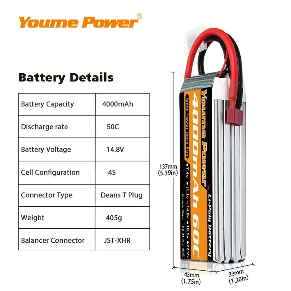 4S 14.8V Lipo Battery 3300mah  - огляд і ціна Drone Battery 4S