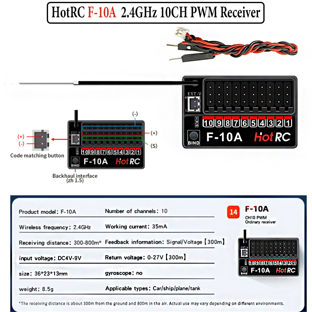 Hotrc Hot rc HT-10A HT10A 2.4G - огляд і ціна Drone Battery Connector