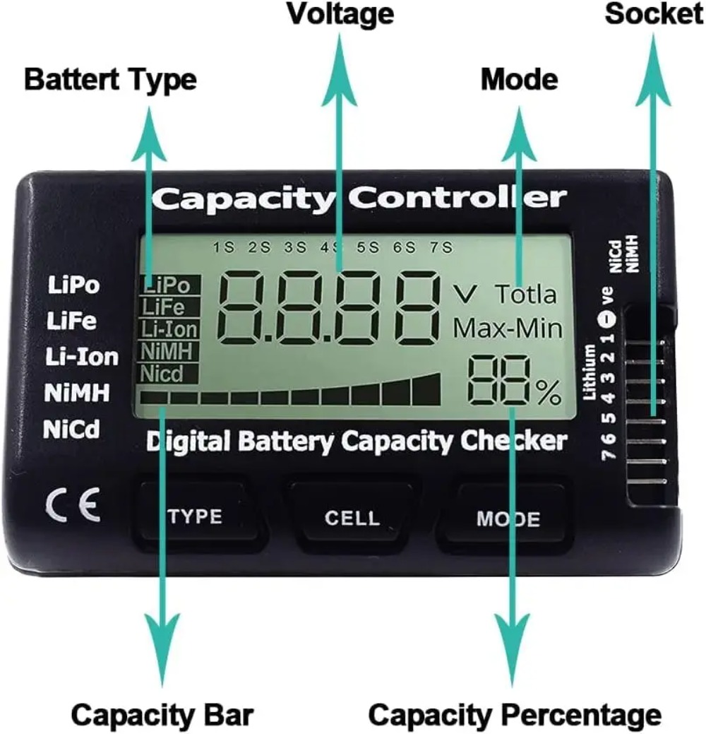 Battery Capacity Checker Digit - огляд і ціна Drone Battery Voltage Checker