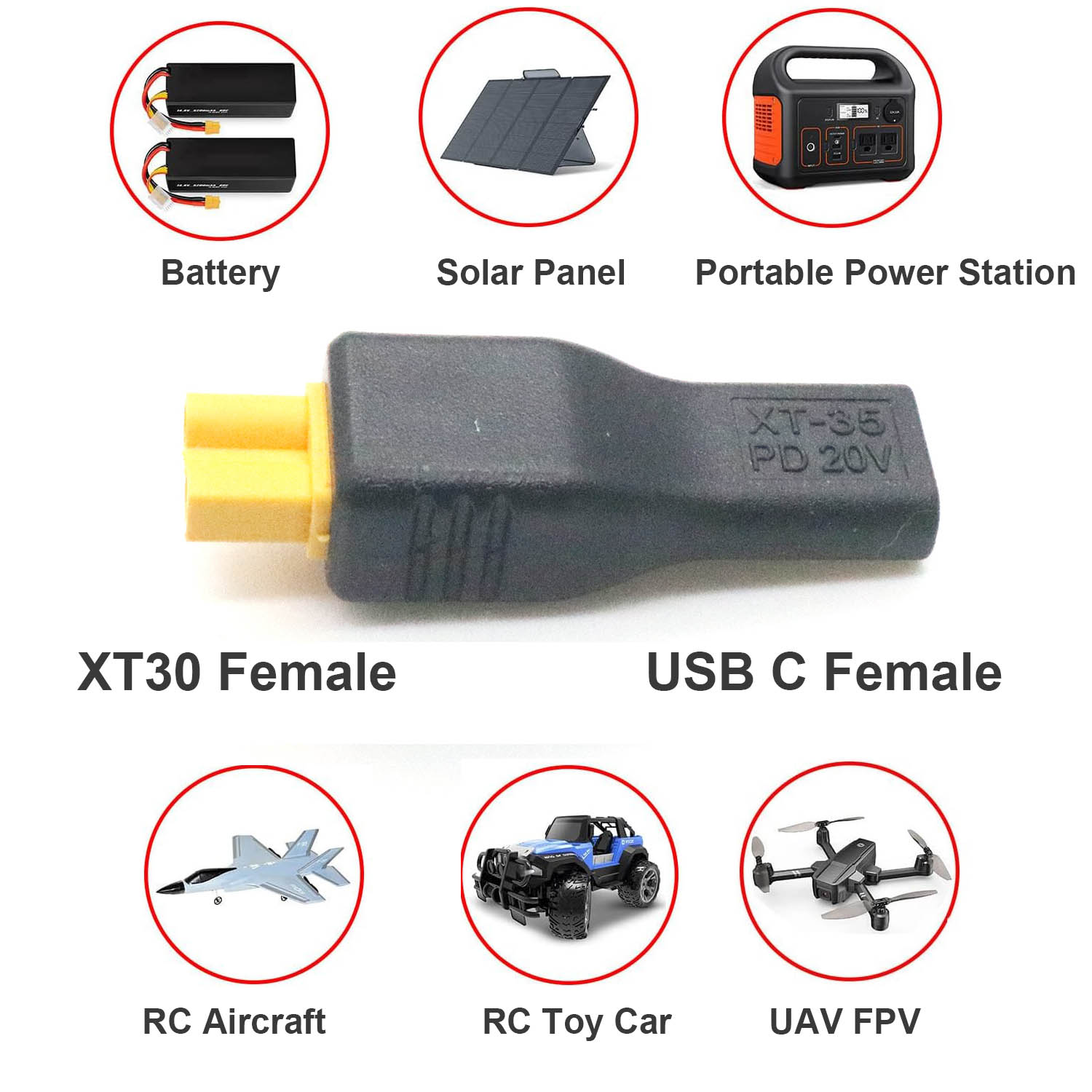 1pc USB Type C Female Input to - огляд і ціна Drone Battery Connector