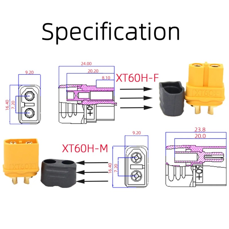 1Pair XT60H Female Bullet Conn - огляд і ціна Drone Battery Connector