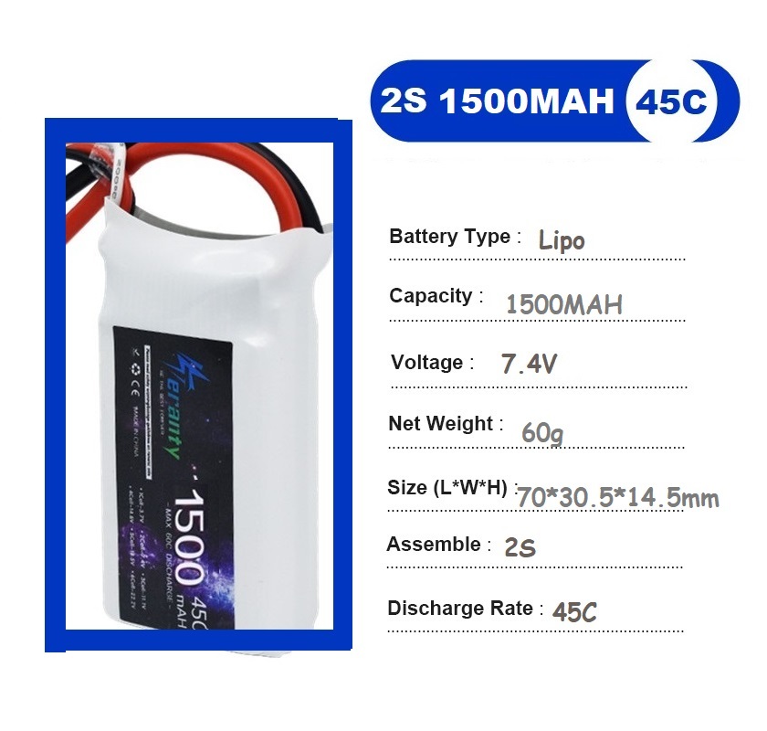 2PCS 7.4V Lipo 2S Battery 1500 - огляд і ціна Drone Battery Lipo