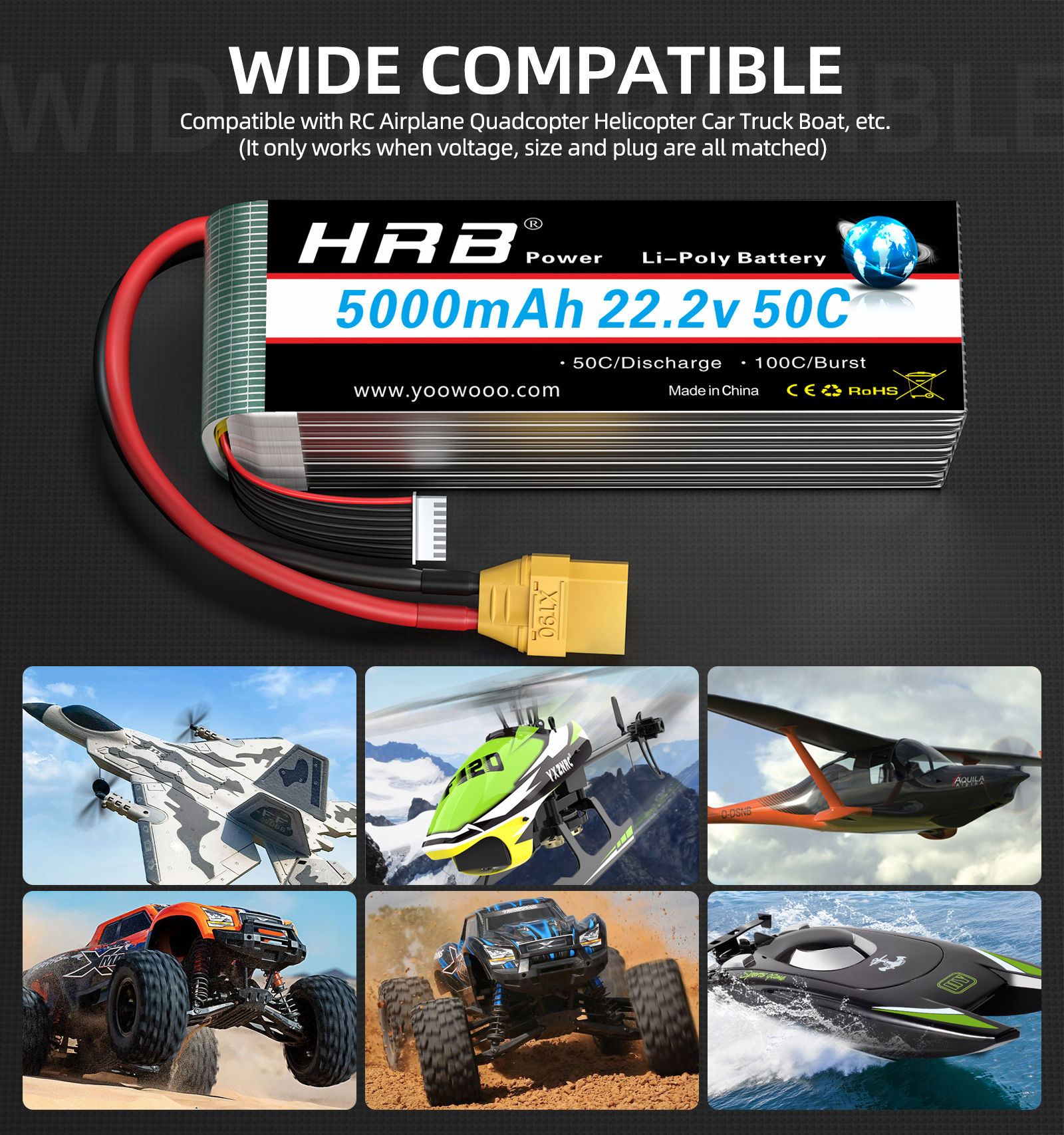 1/2PCS HRB 22.2V 5000mah Lipo  - огляд і ціна Drone Battery 6S