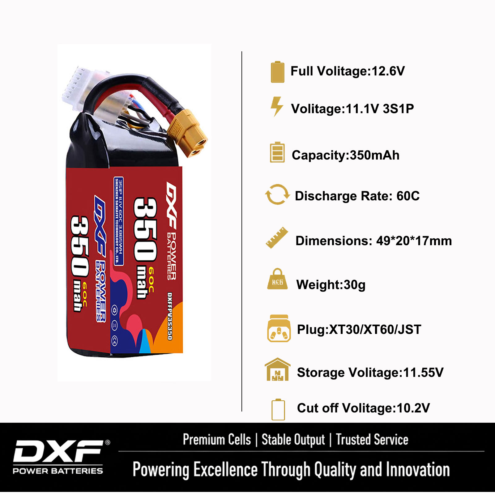 DXF Lipo 3S Battery 11.4V 1700 - огляд і ціна Drone Battery 3S