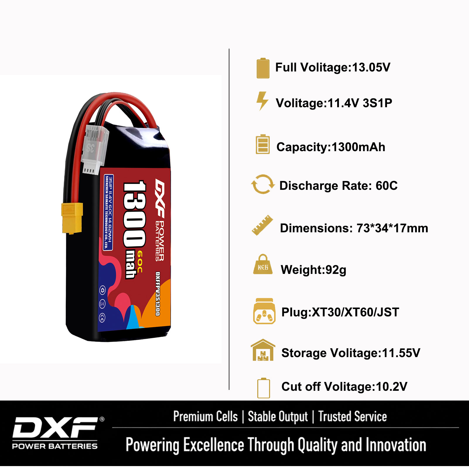 DXF Lipo 3S Battery 11.4V 1700 - огляд і ціна Drone Battery 3S